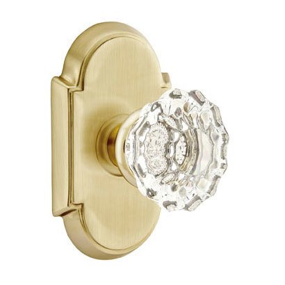 Astoria Privacy Door Knob with #8 Rose and Concealed Screws in Satin Brass