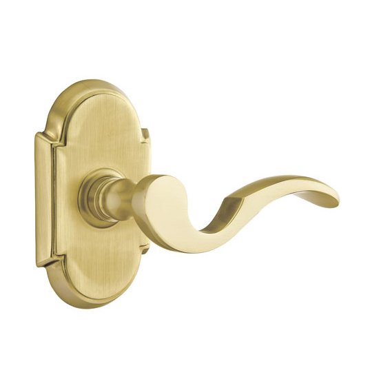 Privacy Right Handed Cortina Door Lever With #8 Rose in Satin Brass