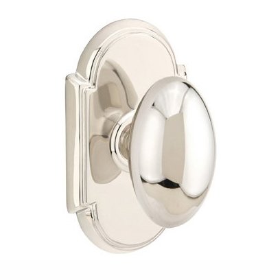Privacy Egg Door Knob With #8 Rose in Polished Nickel