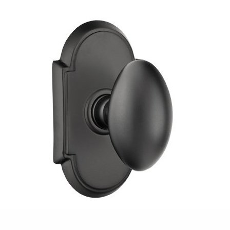 Privacy Egg Door Knob With #8 Rose in Flat Black