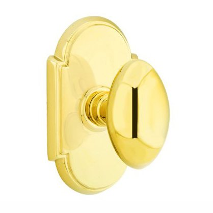 Privacy Egg Door Knob With #8 Rose in Unlacquered Brass