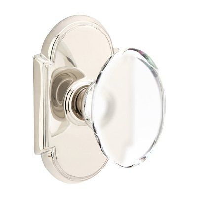 Hampton Privacy Door Knob and #8 Rose with Concealed Screws in Polished Nickel