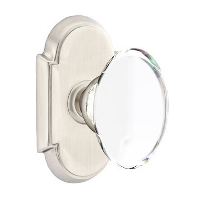 Hampton Privacy Door Knob and #8 Rose with Concealed Screws in Satin Nickel
