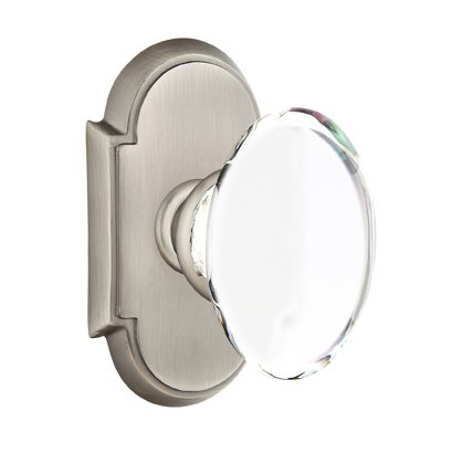 Hampton Privacy Door Knob and #8 Rose with Concealed Screws in Pewter