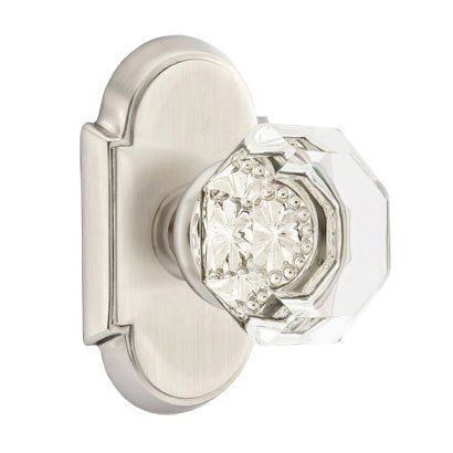 Old Town Privacy Door Knob with #8 Rose and Concealed Screws in Satin Nickel