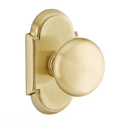 Privacy Providence Door Knob With #8 Rose in Satin Brass