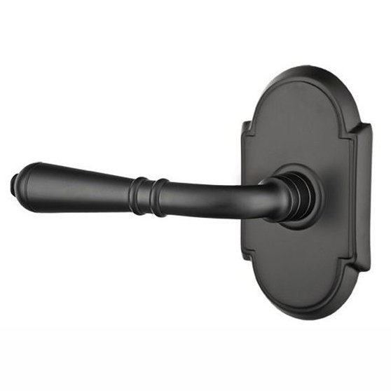 Privacy Left Handed Turino Door Lever With #8 Rose in Flat Black