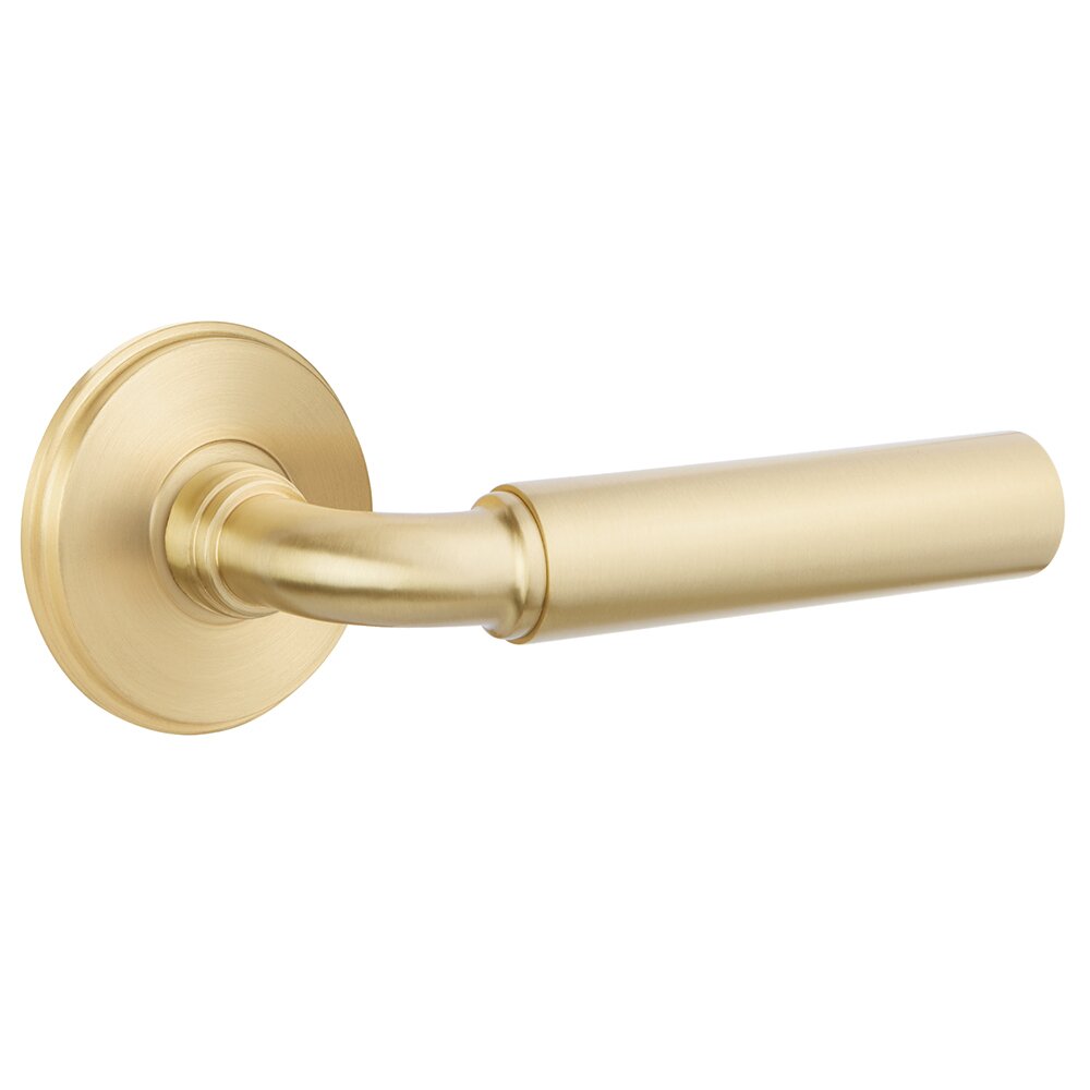Privacy Right Handed Manning Door Lever With Watford Rose in Satin Brass