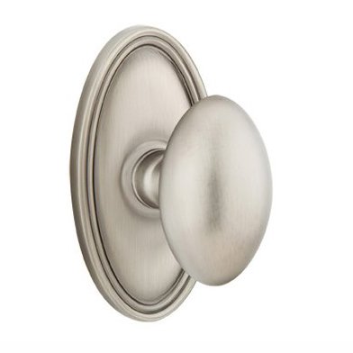 Privacy Egg Door Knob With Oval Rose in Pewter