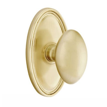 Privacy Egg Door Knob With Oval Rose in Satin Brass