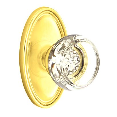 Georgetown Privacy Door Knob with Oval Rose and Concealed Screws in Polished Brass