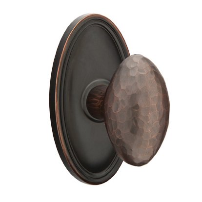 Privacy Hammered Egg Door Knob with Oval Rose with Concealed Screws in Oil Rubbed Bronze