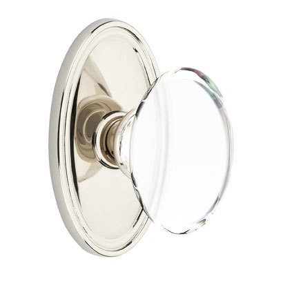 Hampton Privacy Door Knob and Oval Rose with Concealed Screws in Polished Nickel