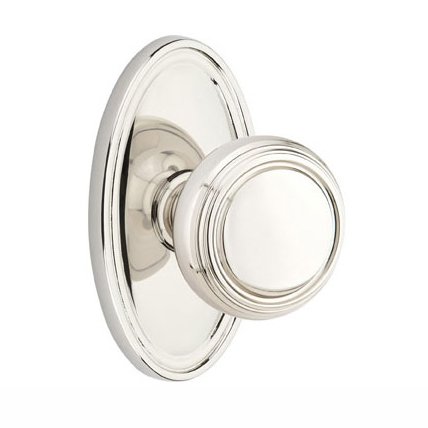 Privacy Norwich Door Knob With Oval Rose in Polished Nickel