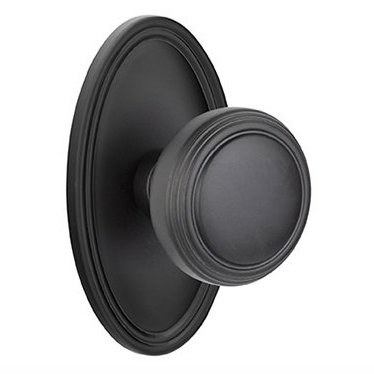 Privacy Norwich Door Knob With Oval Rose in Flat Black