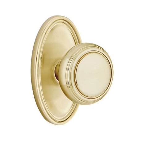 Privacy Norwich Door Knob With Oval Rose in Satin Brass