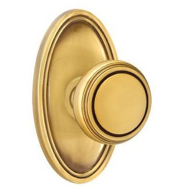 Privacy Norwich Door Knob With Oval Rose in French Antique Brass