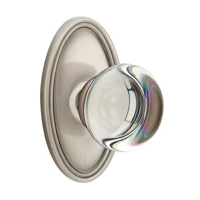 Providence Privacy Door Knob and Oval Rose with Concealed Screws in Pewter