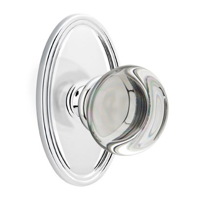 Providence Privacy Door Knob and Oval Rose with Concealed Screws in Polished Chrome