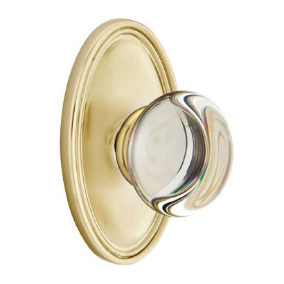 Providence Privacy Door Knob with Oval Rose in Satin Brass