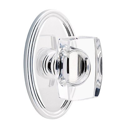Windsor Privacy Door Knob and Oval Rose with Concealed Screws in Polished Chrome