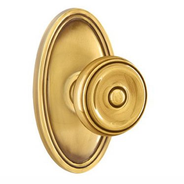 Privacy Waverly Door Knob With Oval Rose in French Antique Brass