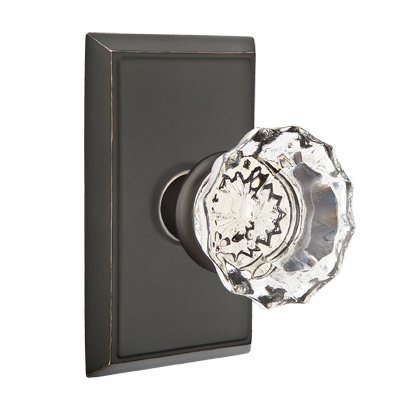 Astoria Privacy Door Knob with Rectangular Rose and Concealed Screws in Oil Rubbed Bronze