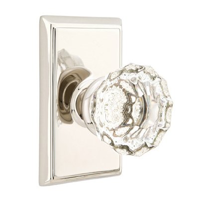 Astoria Privacy Door Knob with Rectangular Rose and Concealed Screws in Polished Nickel