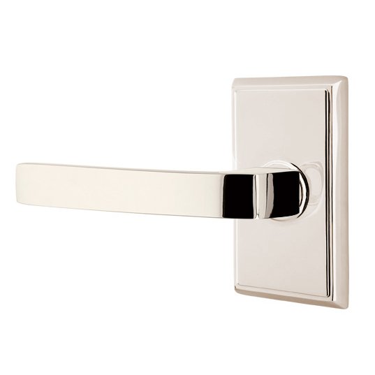 Privacy Breslin Left Handed Lever with Rectangular Rose in Polished Nickel