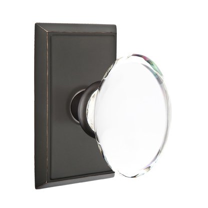 Hampton Privacy Door Knob and Rectangular Rose with Concealed Screws in Oil Rubbed Bronze