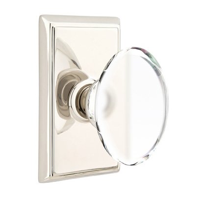 Hampton Privacy Door Knob with Rectangular Rose in Polished Nickel