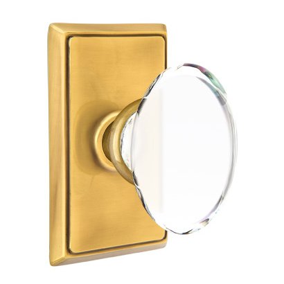 Hampton Privacy Door Knob with Rectangular Rose in French Antique Brass