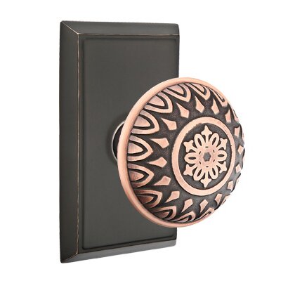 Privacy Lancaster Knob With Rectangular Rose in Oil Rubbed Bronze
