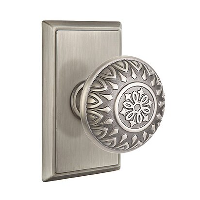 Privacy Lancaster Knob With Rectangular Rose in Pewter