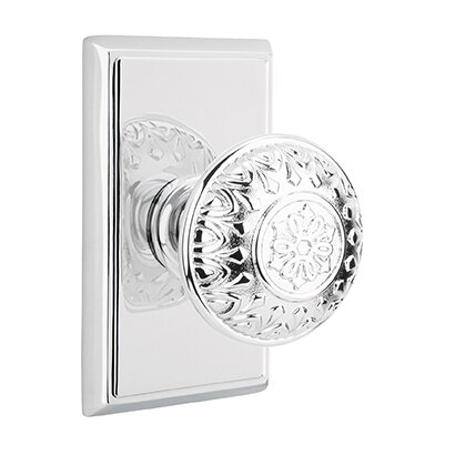Privacy Lancaster Knob With Rectangular Rose in Polished Chrome