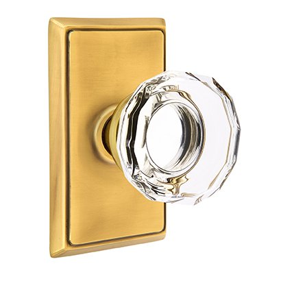 Lowell Privacy Door Knob with Rectangular Rose in French Antique Brass