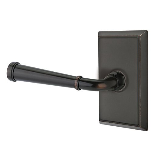 Privacy Left Handed Merrimack Lever With Rectangular Rose in Oil Rubbed Bronze