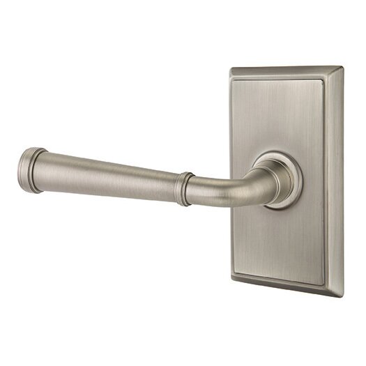 Privacy Left Handed Merrimack Lever With Rectangular Rose in Pewter