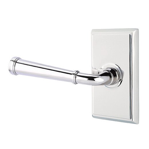 Privacy Left Handed Merrimack Lever With Rectangular Rose in Polished Chrome