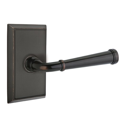 Privacy Merrimack Lever With Rectangular Rose with Concealed Screws in Oil Rubbed Bronze