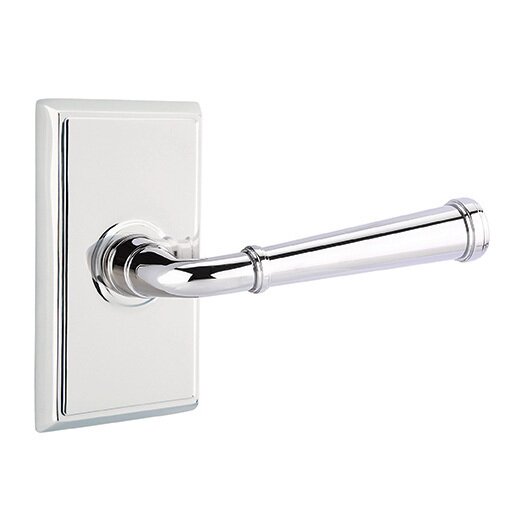 Privacy Merrimack Lever With Rectangular Rose with Concealed Screws in Polished Chrome