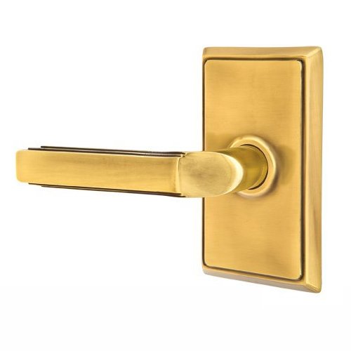 Privacy Left Handed Milano Door Lever With Rectangular Rose in French Antique Brass