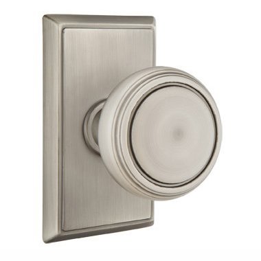 Privacy Norwich Door Knob With Rectangular Rose in Pewter