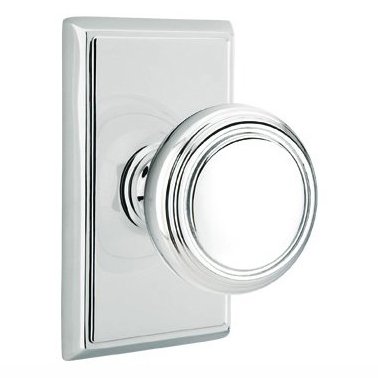 Privacy Norwich Door Knob With Rectangular Rose in Polished Chrome