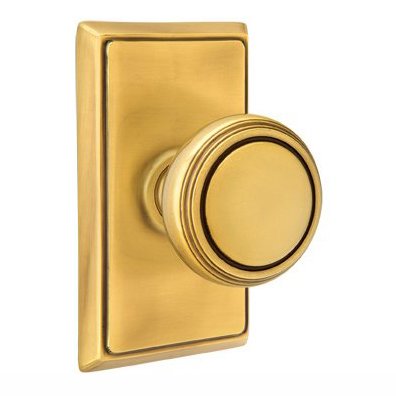 Privacy Norwich Door Knob With Rectangular Rose in French Antique Brass