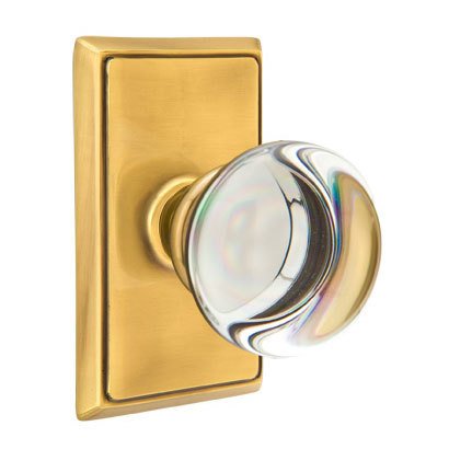 Providence Privacy Door Knob with Rectangular Rose in French Antique Brass