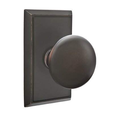 Privacy Providence Door Knob With Rectangular Rose in Oil Rubbed Bronze