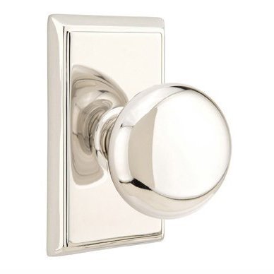 Privacy Providence Door Knob With Rectangular Rose in Polished Nickel