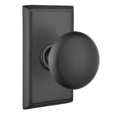Privacy Providence Door Knob With Rectangular Rose in Flat Black