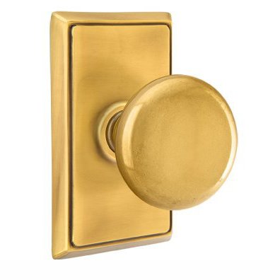 Privacy Providence Door Knob With Rectangular Rose in French Antique Brass